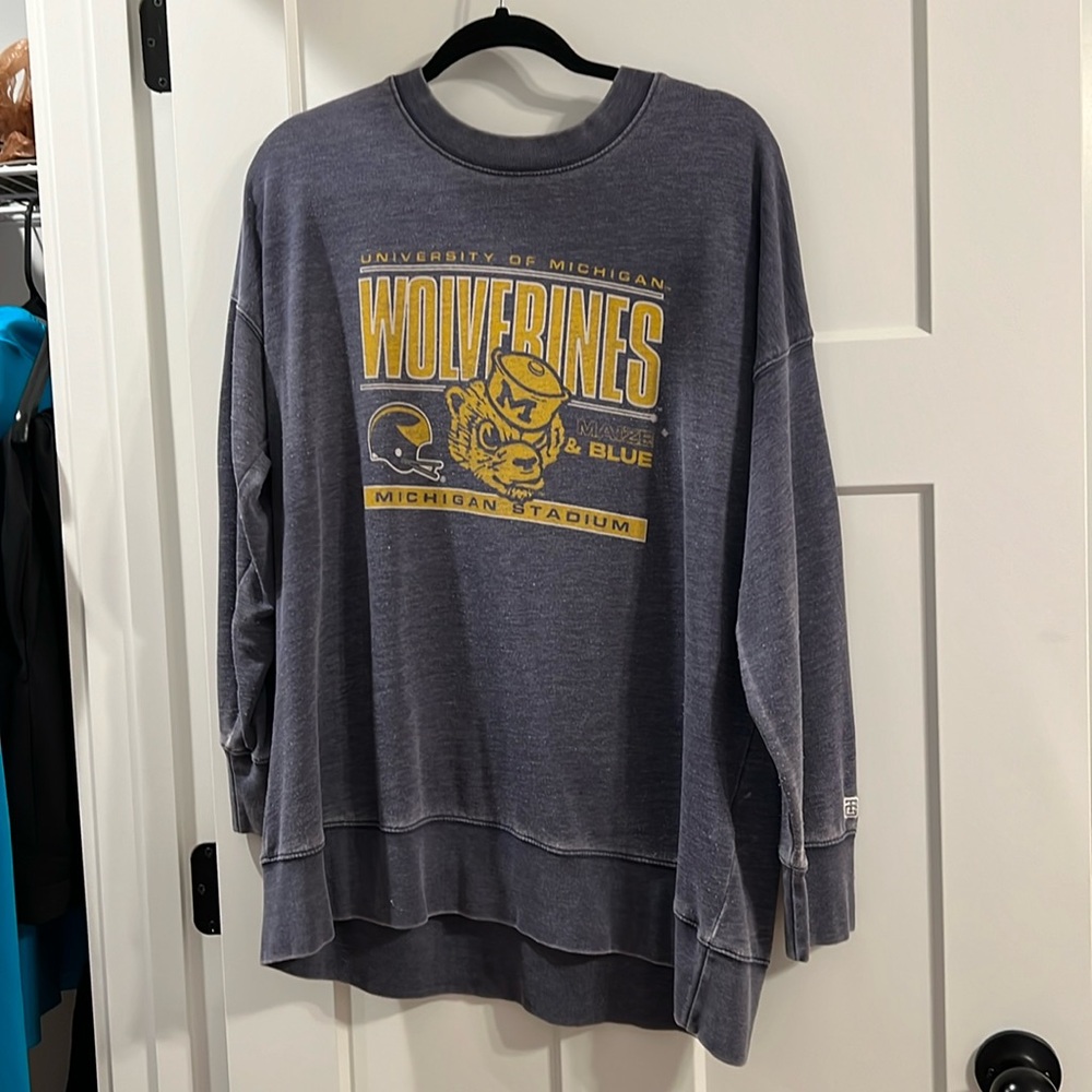 Woman’s oversized Michigan sweatshirt by Tailgate
